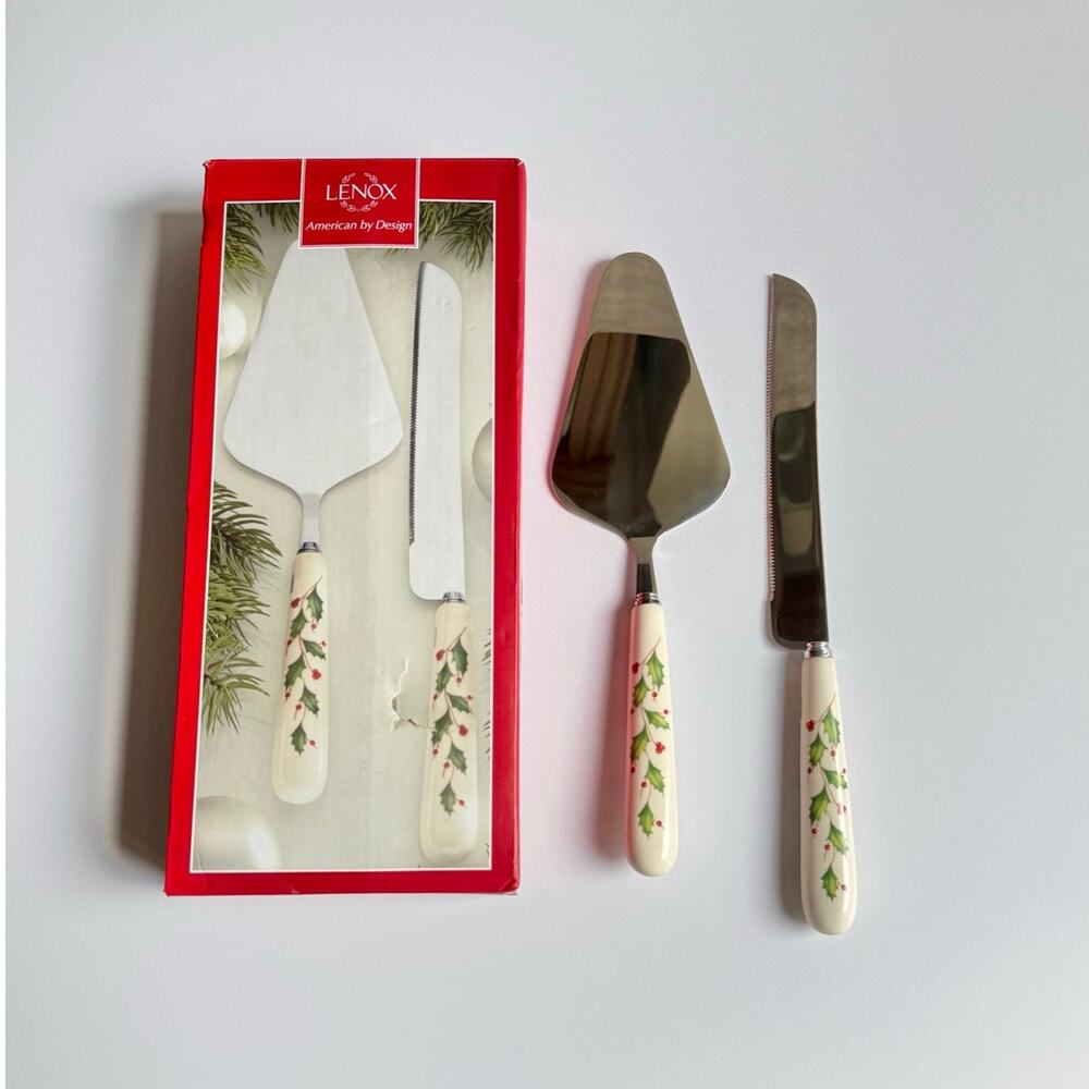 Lenox Holiday Two Piece Dessert Set Original Box Cake Pie Server Cake Knife